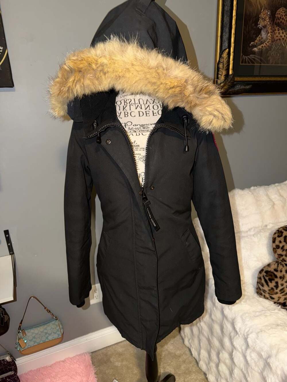 Canada Goose Victoria Parka Black Size XS/TP with Coyote Fur Trim